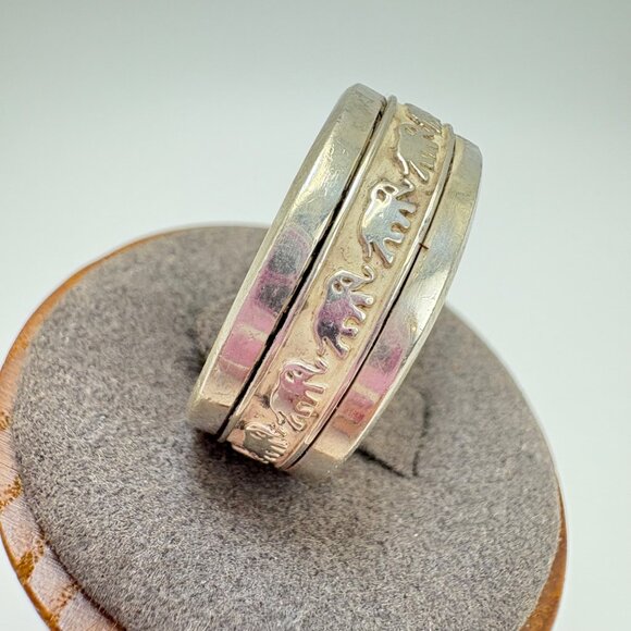 VTG Solid Sterling Silver 925 Elephant Design Spinner Band Ring Size 11.75 - Picture 3 of 14